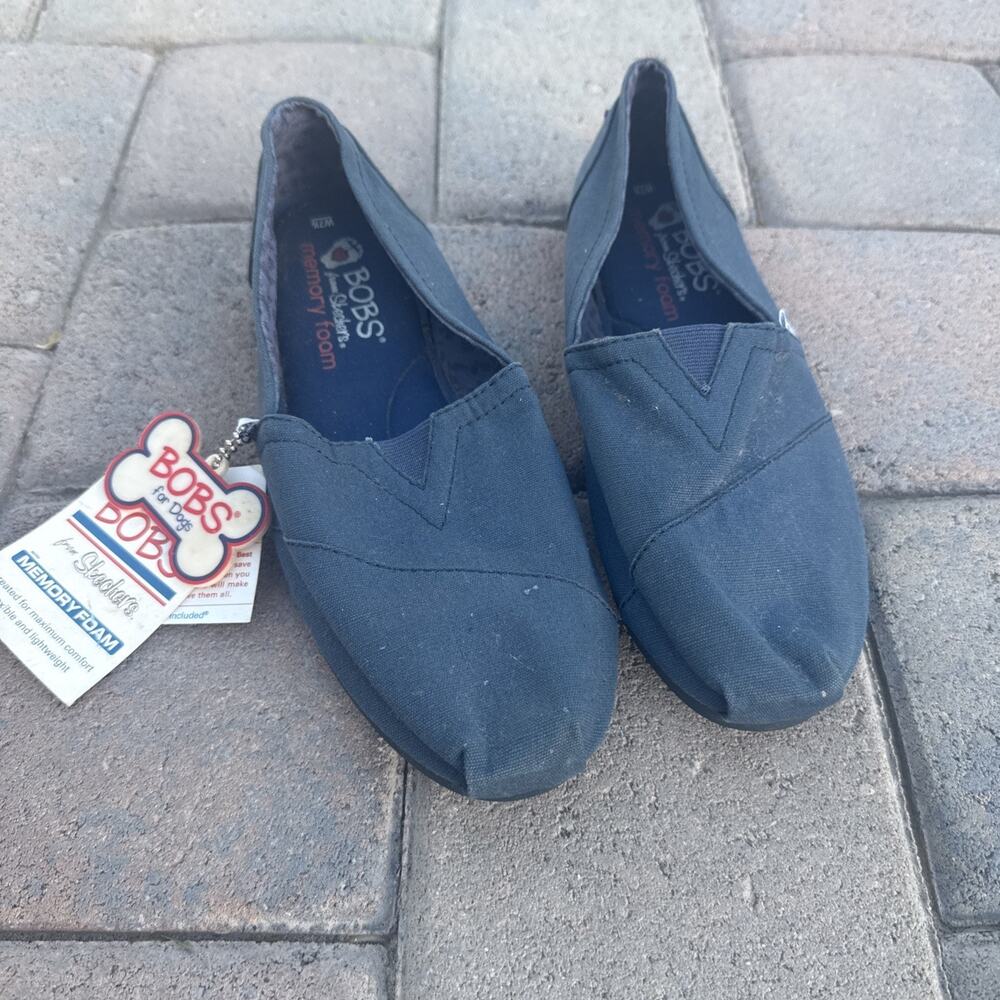 NEW BOBS from Skechers Plush Peace and Love Flats Women’s 7.5 Navy Memory Foam
